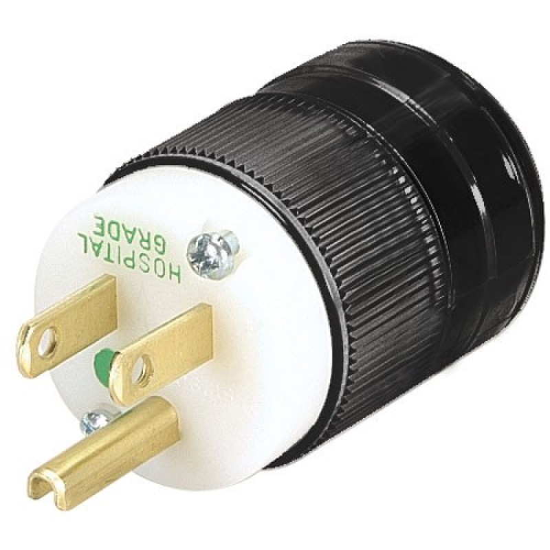 Marinco 8215 NEMA Hospital-Grade Power Plug 15A 125V Black